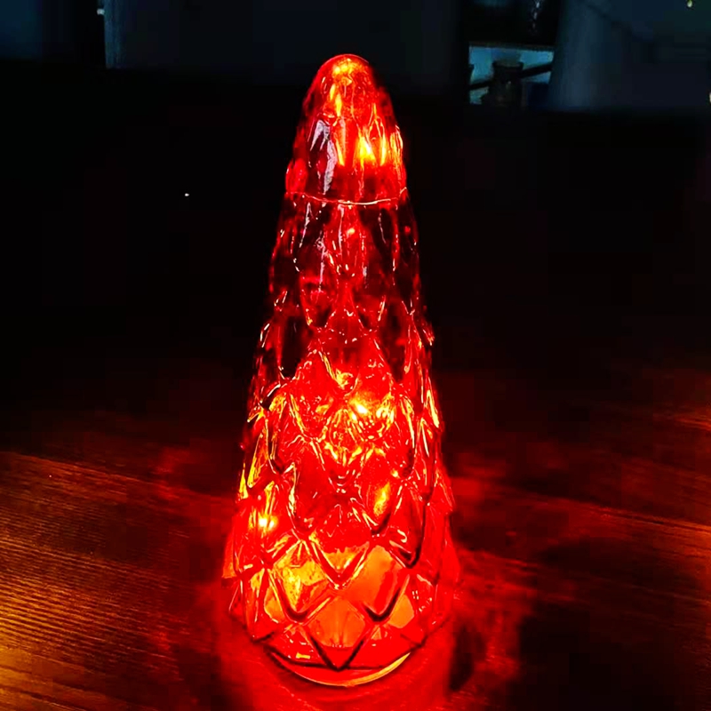 Red Christmas Tree Glass Light