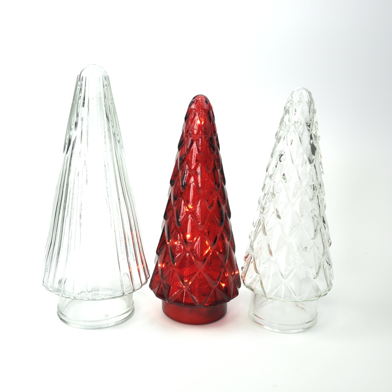 Red Christmas Tree Glass Light